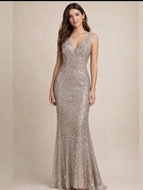 Crystal Doll | Dresses | Crystal Doll Maroon And Gold Sequin Maxi Dress